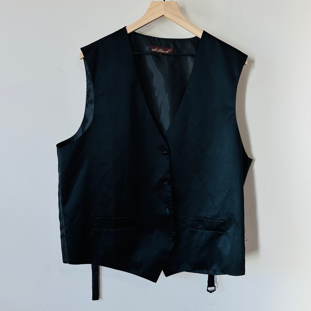 Vintage Black Satin Button Down Vest